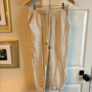 Men's Beige Joggers with Drawstring Waist